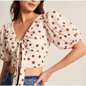 Abercrombie Tie Puff Sleeve Top